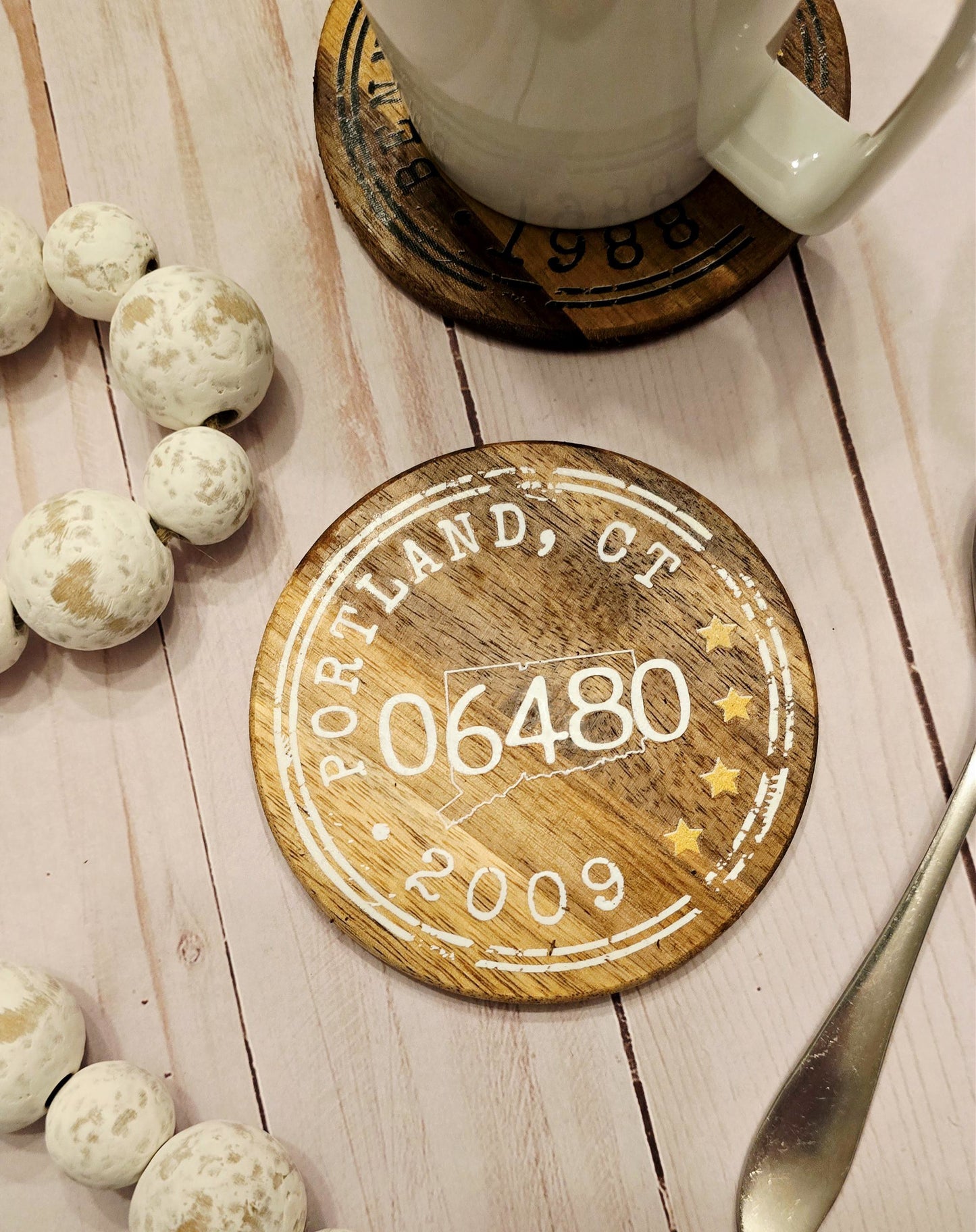 The Hometown Stamp - Wooden Coasters (4)
