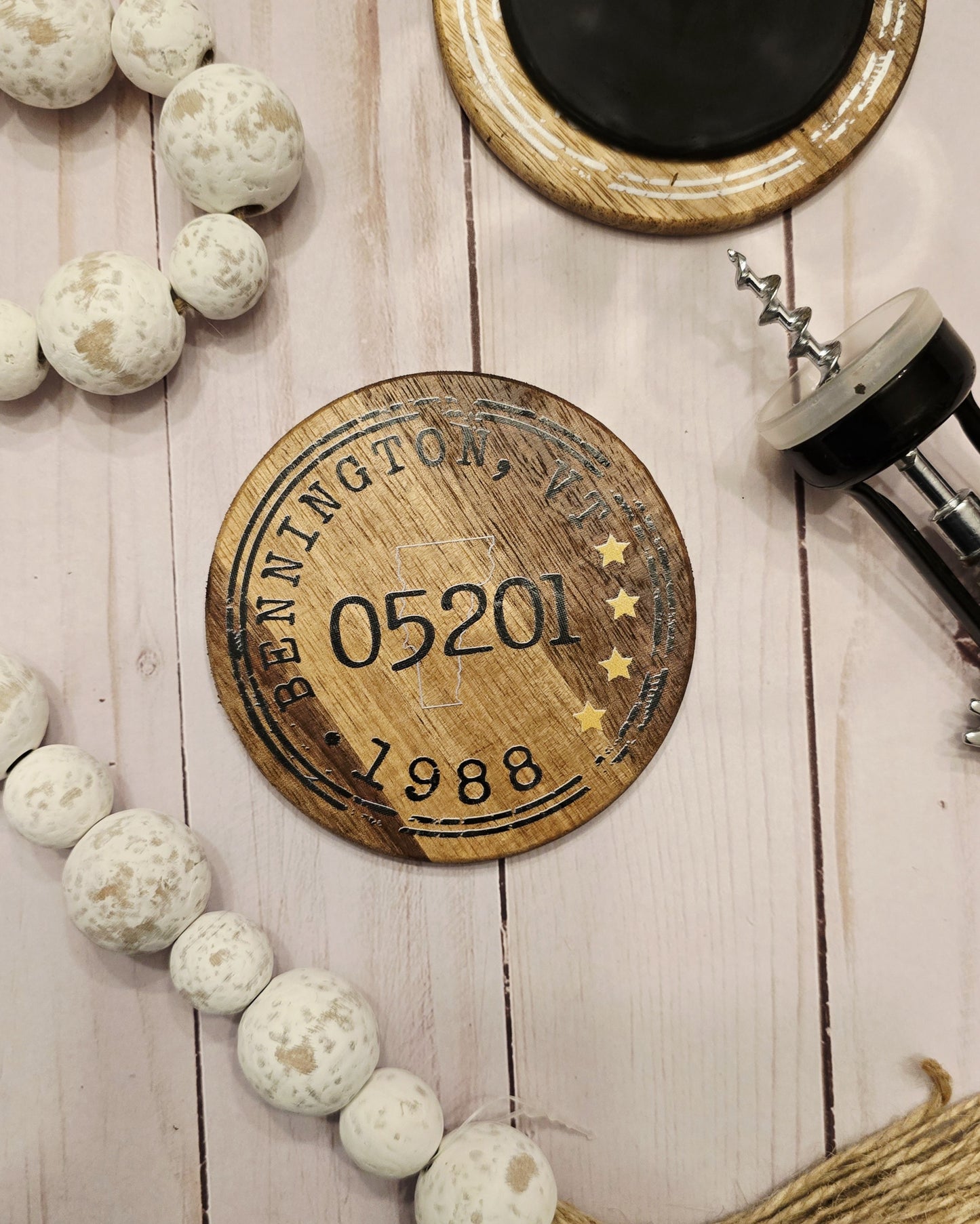 The Hometown Stamp - Wooden Coasters (4)
