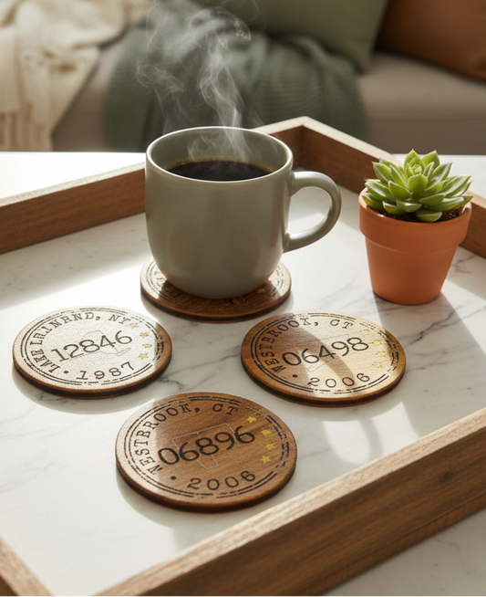 The Hometown Stamp - Wooden Coasters (4)